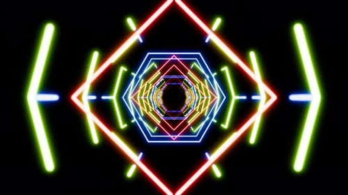 Dynamic Neon Patterns Create a Mesmerizing VJ Loop for Music Enthusiasts