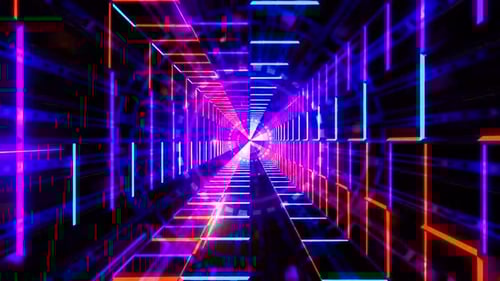 Abstract Geometric Neon Light Tunnel Loop