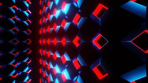 Red And Blue Locked Up In Cubic Background Vj Loop In HD