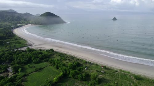 Tropical Coastline Panorama with Lush Green Vegetation
