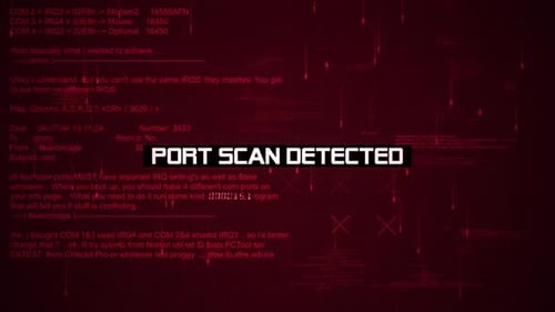 Port-Scan hat Warntext auf dem Hacking-Hintergrundbildschirm erkannt V02
