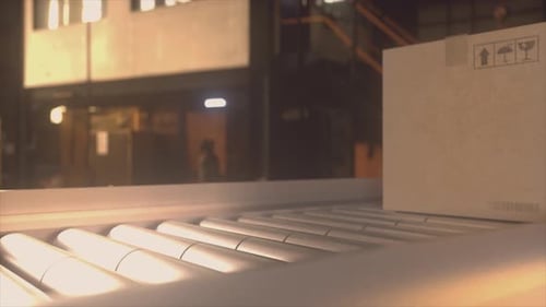 Cardboard Box With Made in Italy Label on Factory Conveyor