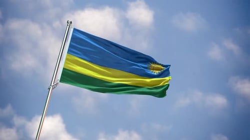 Rwanda National Flag Waving with Realistic Fabric Motion