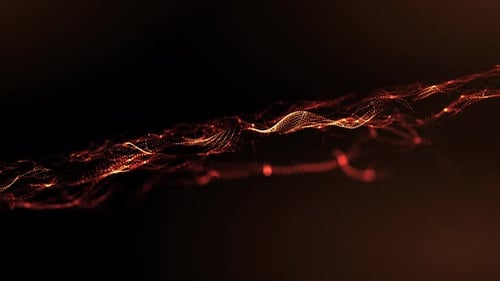 Abstract glowing digital cyber wave composed of magic dust particles and shiny dots. Sparkling