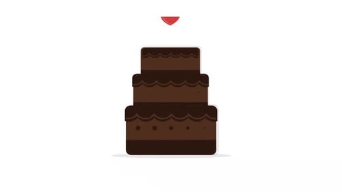 Flat Design Wedding Cake with Heart Build Animation
