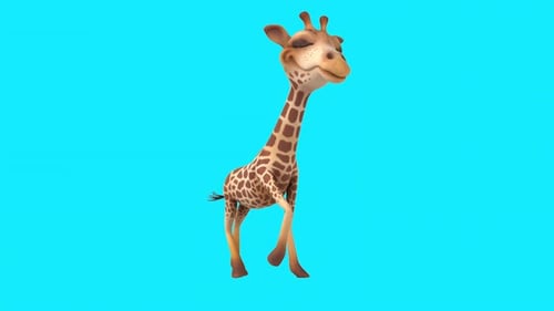 Lustiges 3D-Cartoon-Giraffenlaufen (mit Alphakanal)