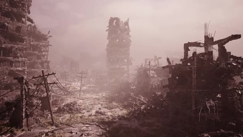 Abandoned Cityscape Reveals Devastation After Natural Disaster Effects