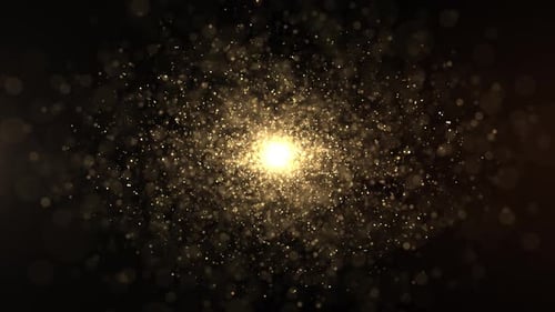 Shimmering Golden Particles Glow Abstract Background