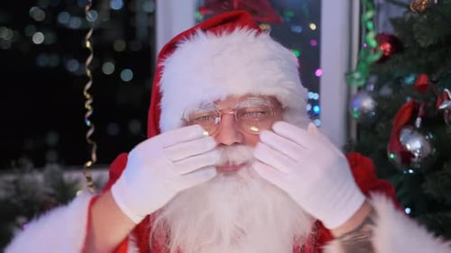 Santa Claus Waving and Talking at Christmas