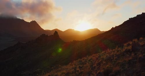 Mountain Landscape at Golden Sunrise