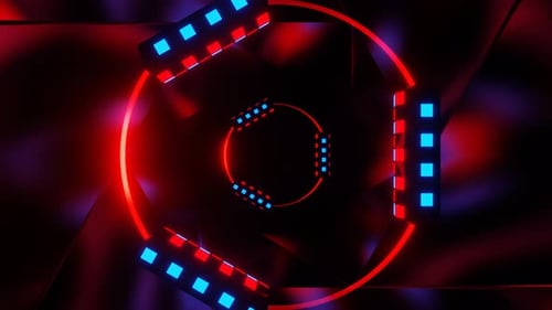 Red And Blue Neon Circle Background Vj Loop In 4K
