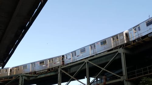 New York City Elevated Subway Metropolitan Bridge Metro Train Track Above Street Railway Transport