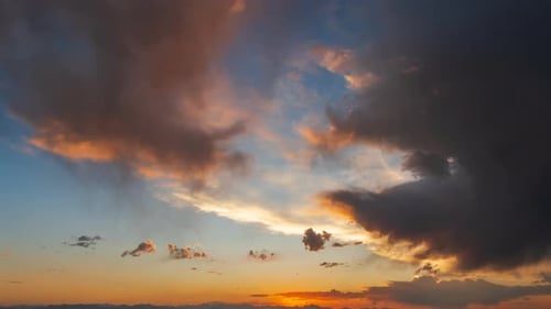 Sunset Colors Fill Beautiful Sky Cloud Movement Of Contrast And Texture