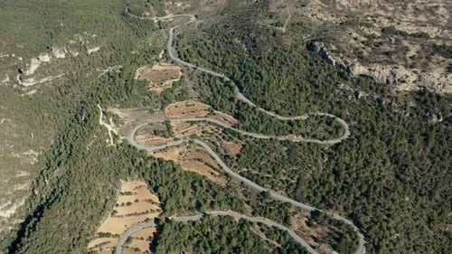Aerial view of a regional road in Catalonia