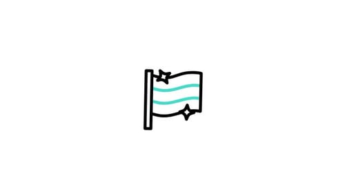 Animated Minimalist Line Art Flag Icon Reveal
