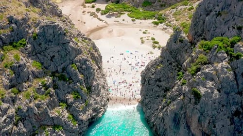 Summertime in Mallorca, Spain. Drone shots of beaches, sea and nature.