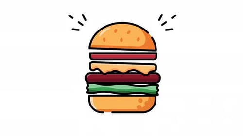 Animated Flat Design Hamburger Exploding and Reforming Icon