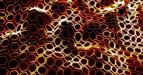 Abstract Waving Glowing Hexagon Grid Background