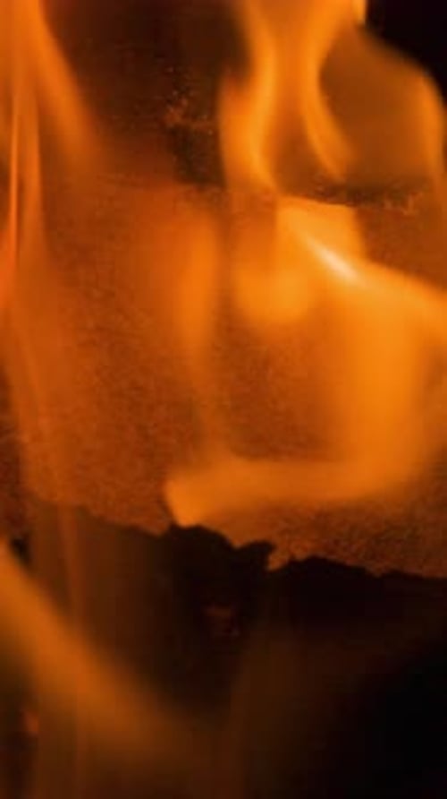 Close Up of Abstract Fire Flames on Black