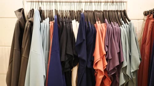 Colorful Clothing Display in a Retail Store Showing Various Styles