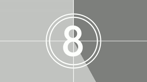 Old movie countdown ten to zero. Film head leader with real-time countdown clock.