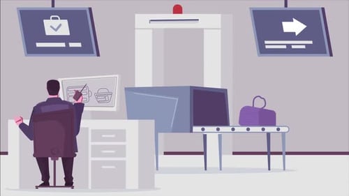 Airport Terminal Worker Checking Luggages