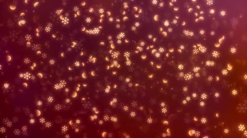 Falling Golden Snowflakes and Glowing Bokeh Lights