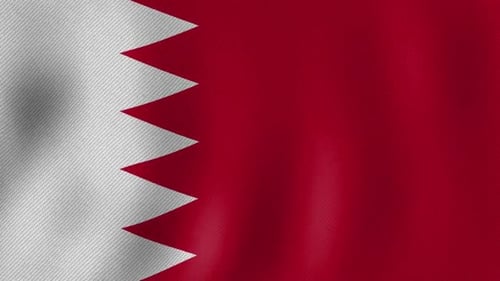 Bahrain Flag Waving Seamless Loop with Realistic Fabric Texture