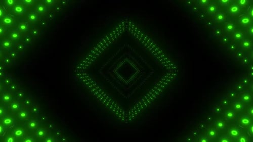 Dynamic green neon light tunnel for modern technology backgrounds