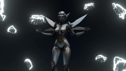 Cyborg Girl Rises 3D VJ Loops 4K