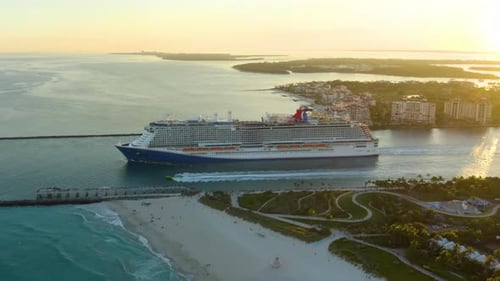 Cruise Ship At Port Miami At Miami Florida United States.