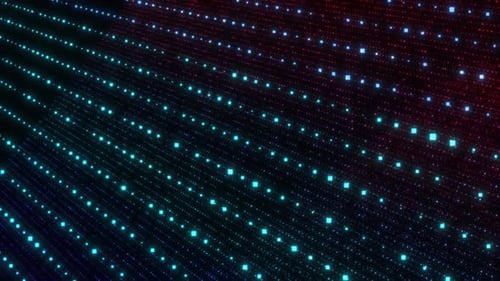 Durchfliegen digitaler Computerdaten, Animation des Hintergrunds von Cyberdaten. Kamera fliegt durch Dig