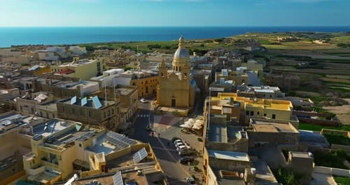 Establishing Shot of Malta Island Aerial View of a Beautiful European Island Near Italy