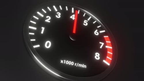 Moving up red arrow of tachometer animation