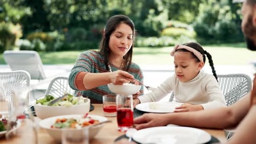 Family Meal Togetherness Outdoors on Sunny Day