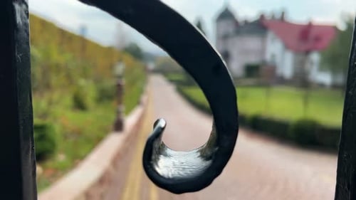 Ornate Gate Provides View of Beautiful Mansion
