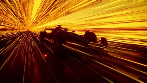 Futuristic Racing Car with Glowing Speed Trails Animation