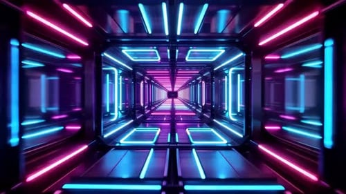 Futuristic Neon Sci Fi Corridor Tunnel Loop