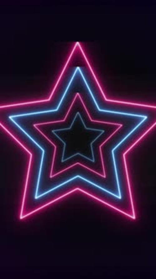 Expanding Neon Star Tunnel Animation