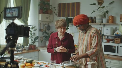 Food Bloggers Cook Recipe Together in Cozy Kitchen