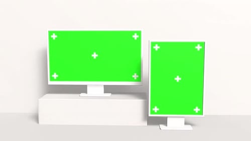 Modern display monitor mockup with green screen