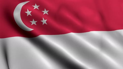 Waving Singapore National Flag Realistic Animation