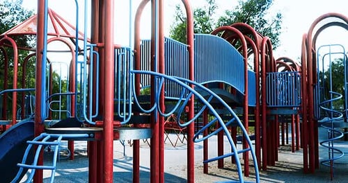 Colorful Playground Structures Invite Play and Creativity in a Sunny Setting