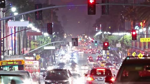 LOS ANGELES - MAY 24: Time Lapse of Hollywood Boulevard Traffic At