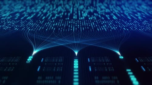 Neural Network Big Data Flow Visualization Binary Code Matrix AI Machine Learning Abstract