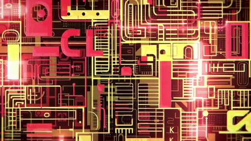 4K Hi-Tech Cyberpunk-Sci-Fi-Loop mit animiertem Hintergrundmuster, vertikale Bewegung mit Parallax-Effekt