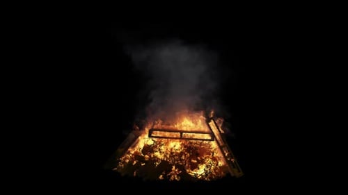 Woods on fire with transparent background