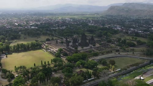 Aerial view of Prambanan Temple, Indonesia.