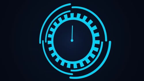 Blue Digital Technology HUD Clock Countdown Animation