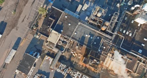 Various Views of a Chemical Industry Production Zone From the Air with Tanks for the Storage of